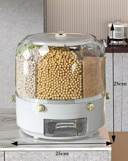 Kitchen Storage Box 360 Rotating Cereal Dispenser Grain Rice Sealed Dampproof Bucket Large Storage Container Food Organizer Tank